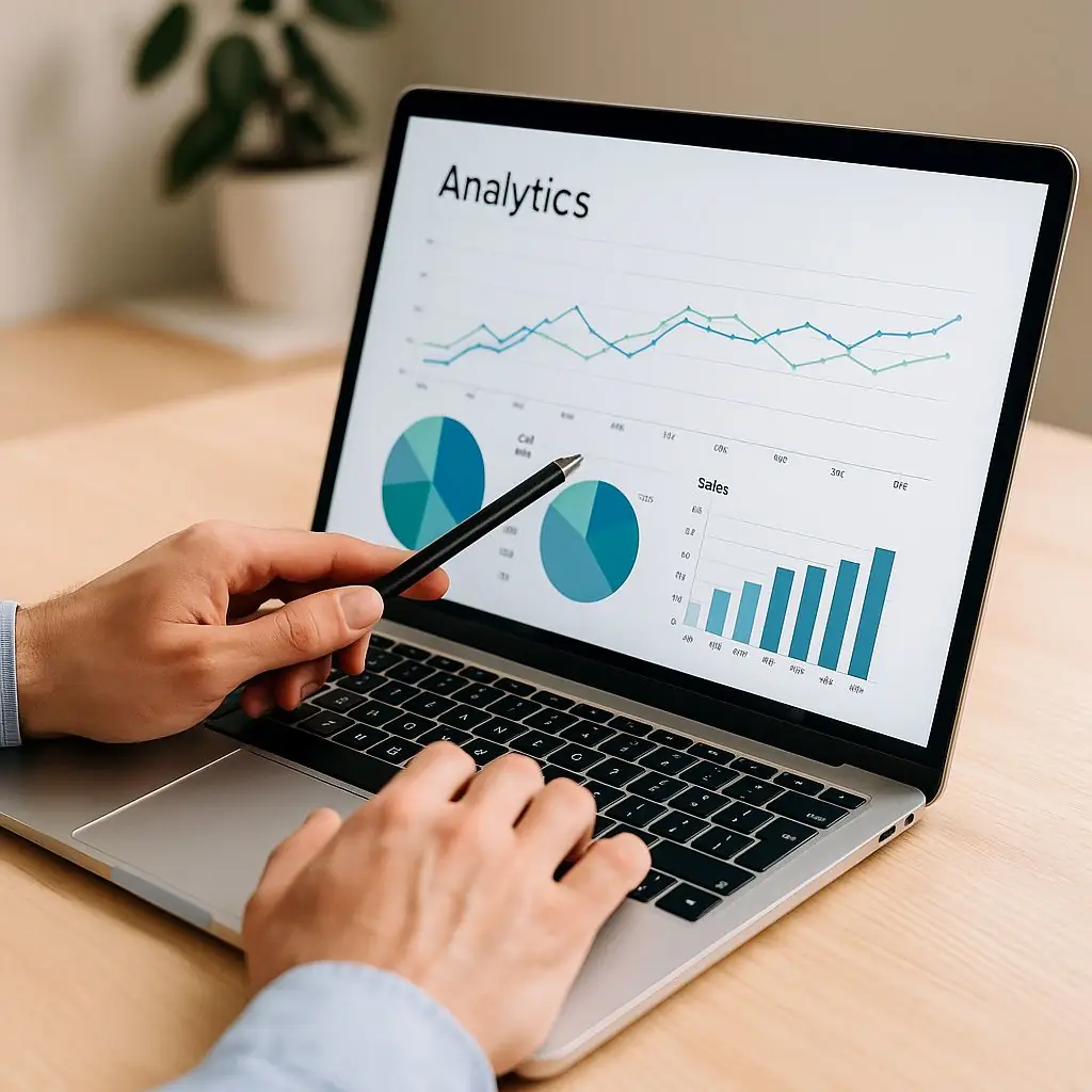 Espacio de trabajo en Andorra con portátil y café